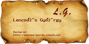 Lencsés György névjegykártya